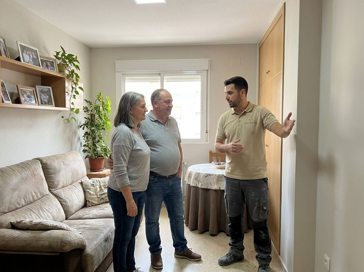 Conversación sobre el alcance de una reforma en el interior de una vivienda.